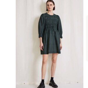 Apiece Apart Aldea Smocked Mini Dress Size XS Black Stripe